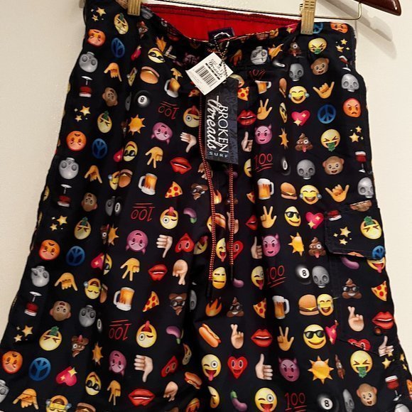 Swim Trunks -Bathing‎ Suit /Emojis / Broken Threads Surf / Medium /New with Tags - Picture 4 of 16